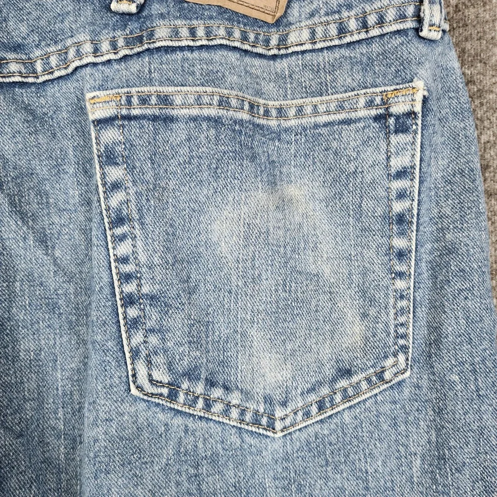 Wrangler Authentic Jeans Men 42x32 Blue Light Wash Straight Leg 100% Cotton‎